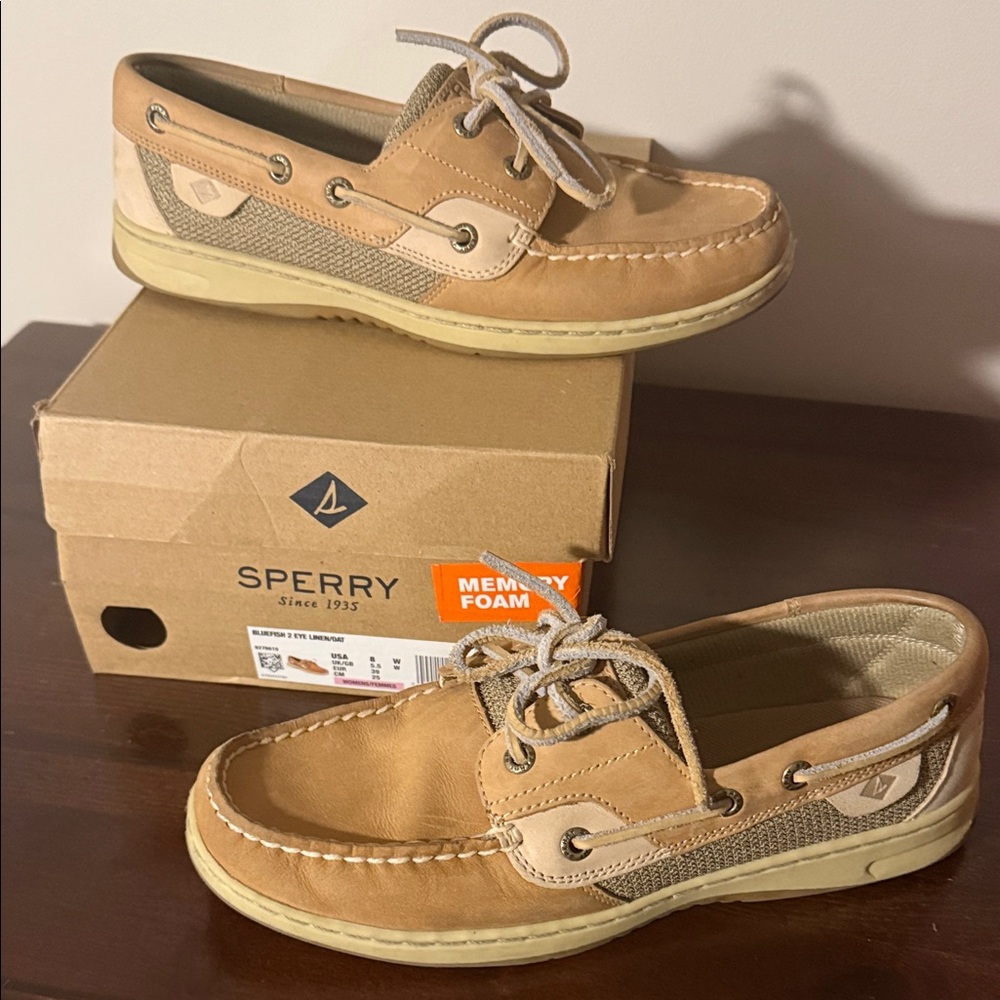 Sperry Women Bluefish 2 Eye Linen/Oat